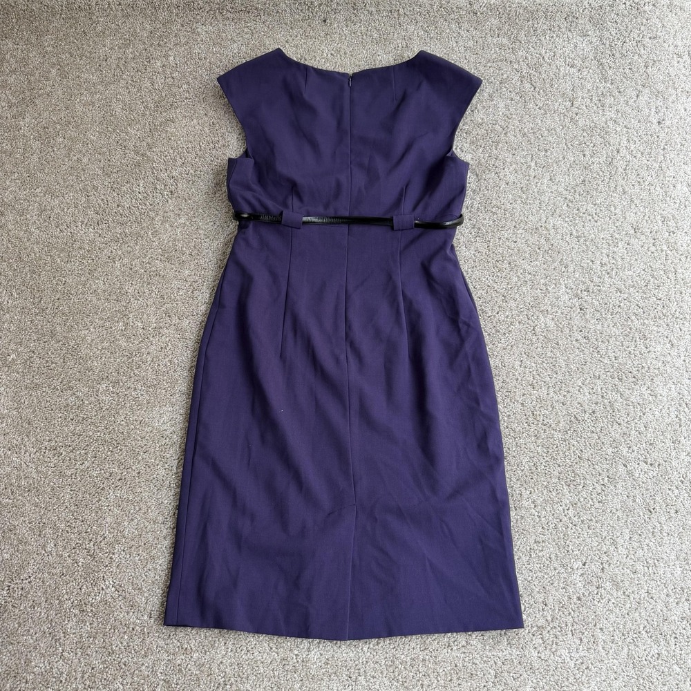 Calvin Klein Dress Womens 10 Purple Cap Sleeve Sheath Knee Length Belted Office - Picture 3 of 8